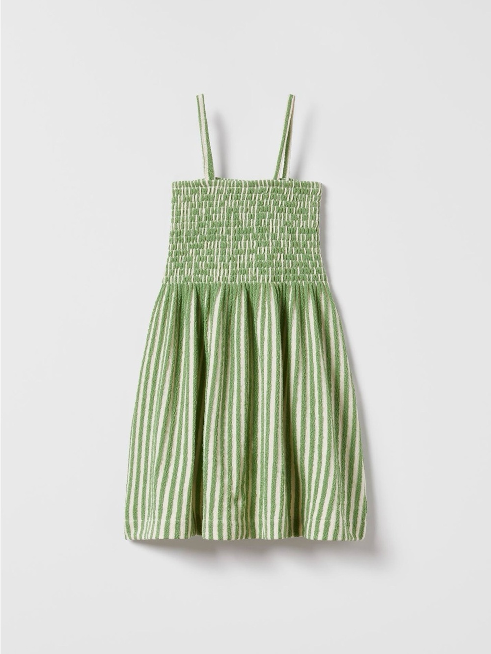 Zara Striped Green & white Girls' terrycloth dress. Size 10